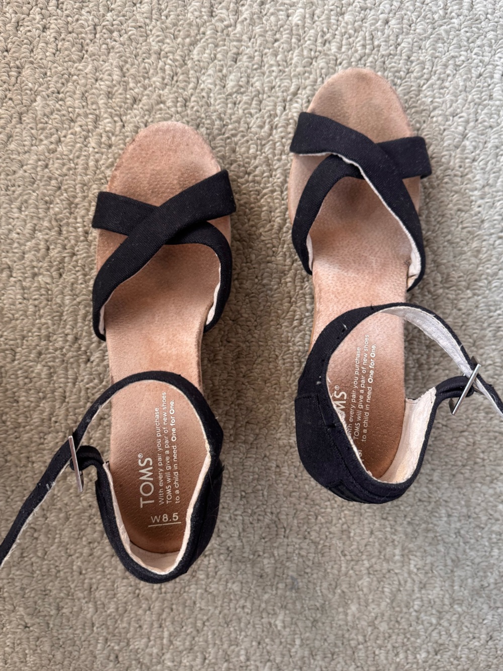 TOMS Black Crisscross Ankle Strap Sandals